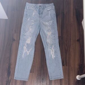 Cello Light Blue Distressed Straight Leg Jeans